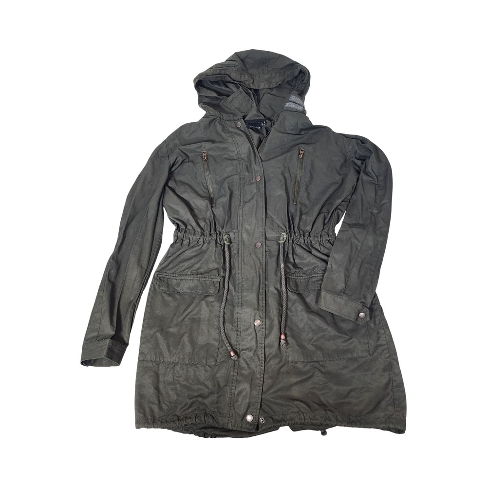 ASOS Tall Olive Green Utility Parka Jacket Hooded Drawstring Waist Size US 6